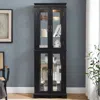 Streamdale Furniture Streamdale Lighted Glass Curio Cabinet - Black