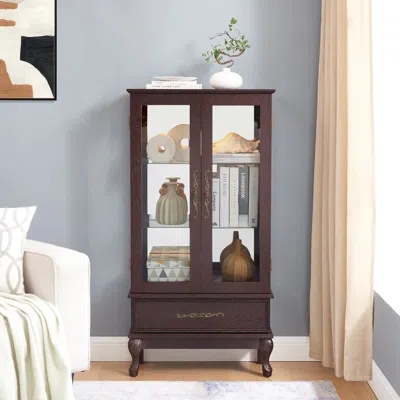 Streamdale Furniture Streamdale Lighted Glass Curio Cabinet With Adjustable Shelves
