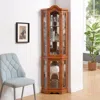 Streamdale Furniture Streamdale Lighted Glass Curio Cabinet With Crown Corner