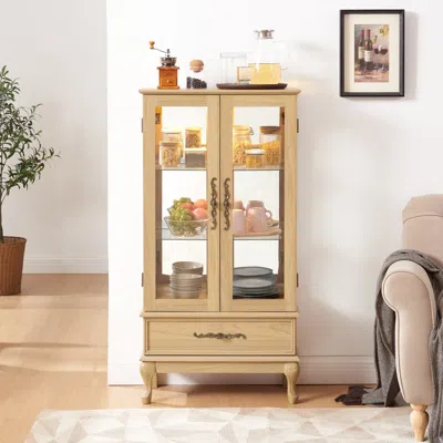 Streamdale Furniture Streamdale Lighted Glass Curio Cabinet With Shelves