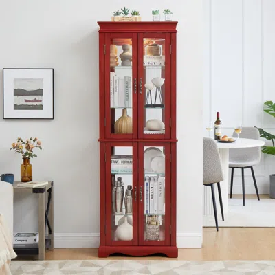 Streamdale Furniture Streamdale Lighted Glass Display Cabinet (cherry)