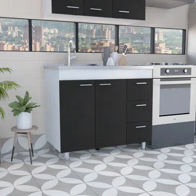 Streamdale Furniture Streamdale Lighthouse 3-drawer Base Cabinet White And Black Wengue