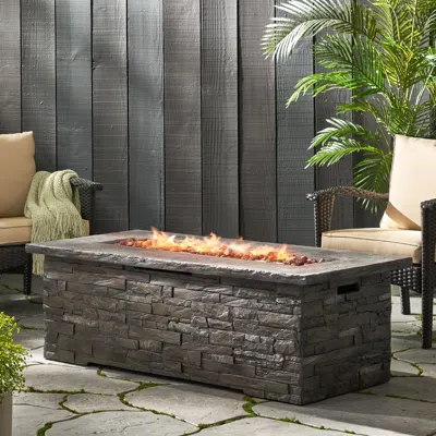 Streamdale Furniture Streamdale Lightweight Concrete Faux Stone Fire Pit For Enhanced Backyard Atmosphere In Gray