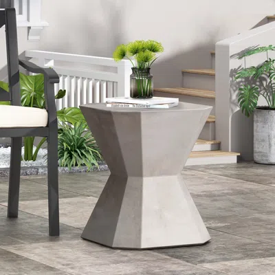 Streamdale Furniture Streamdale Lightweight Concrete Hourglass Side Table For Indoor/outdoor Use