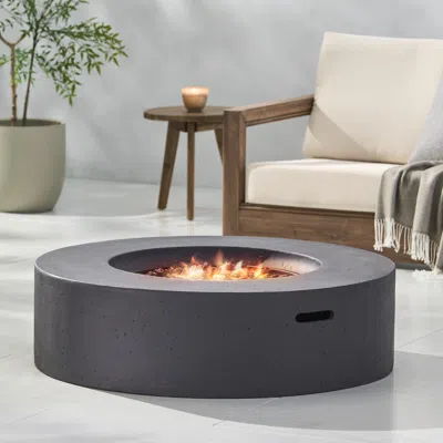 Streamdale Furniture Streamdale Lightweight Concrete Outdoor Circular Fire Pit, Dark Gray 50,000 Btu (tank Cover Not Incl