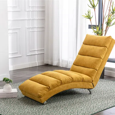 Streamdale Furniture Streamdale Linen Chaise Lounge Indoor Chair In Yellow