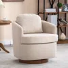 Streamdale Furniture Streamdale Linen Fabric Swivel Accent Chair With Soild Wood Round Brown Base