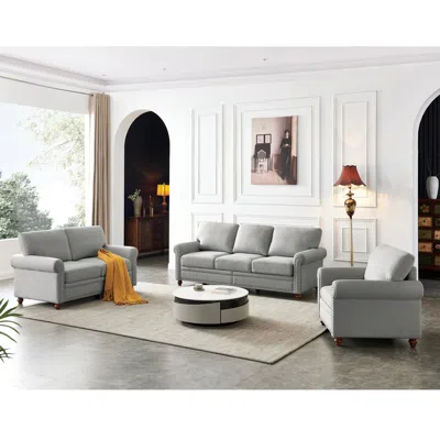 Streamdale Furniture Streamdale Linen Fabric Upholstered With Storage Sofa 1+2+3 Sectional