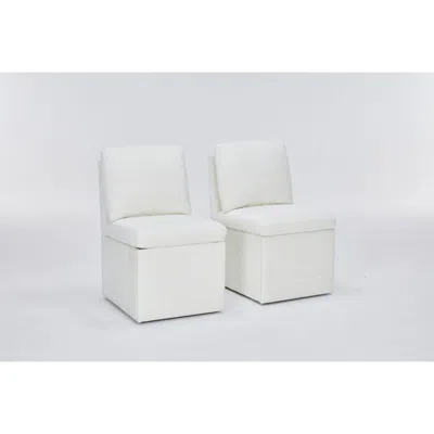 Streamdale Furniture Streamdale Linen Ivory Dining Chair With Casters & Storage (set Of 2)