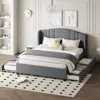 Streamdale Furniture Streamdale Linen Queen Platform Bed With Trundle & Drawers