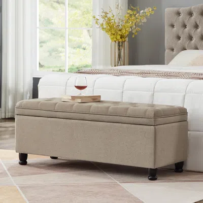 Streamdale Furniture Streamdale Linen Storage Bench With Wooden Legs