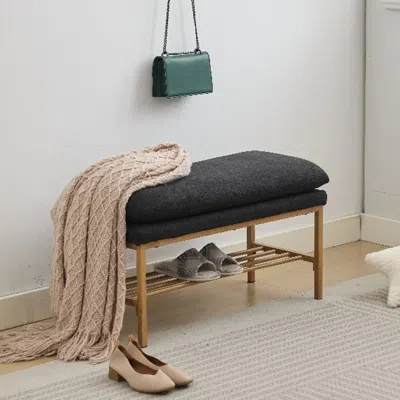 Streamdale Furniture Streamdale Linen Storage Shoe Bench With Shelf