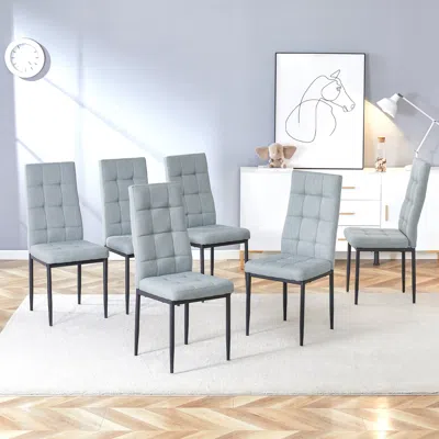 Streamdale Furniture Streamdale Linen Tufted Dining Room Chairs Set Of 6