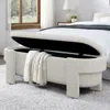 Streamdale Furniture Streamdale Linen Upholstered Storage Bench - Beige Stripe