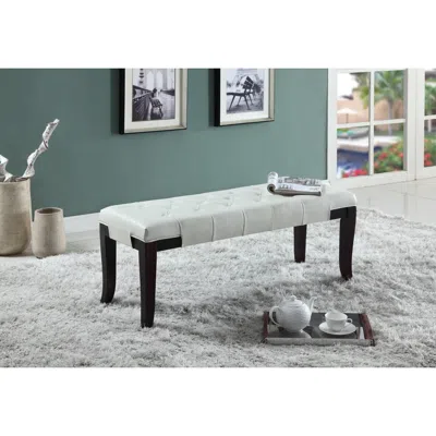 Streamdale Furniture Streamdale Linon Tufted Bench, Faux Leather, White