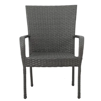 Streamdale Furniture Streamdale Littleton Grey Pe Wicker Stacking Chair