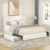 Streamdale Furniture Streamdale Liv Upholstered Platform Bed, Queen Ivory Boucle