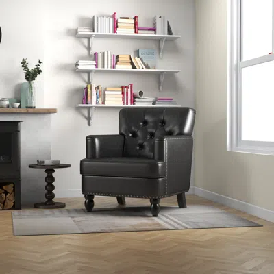 Streamdale Furniture Streamdale Living Leisure Upholstered Fabric Club Chair, Black