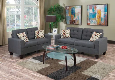 Streamdale Furniture Streamdale Living Room Furniture 2 Piece Sofa Set Polyfiber Tufted Sofa In Gray