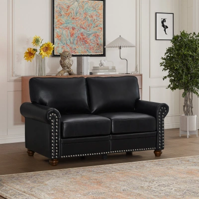 Streamdale Furniture Streamdale Living Room Sofa Loveseat Faux Leather In Black
