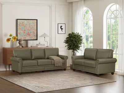 Streamdale Furniture Streamdale Living Room Sofa With Storage Sofa 2+3 Sectional Grey Faux Leather In Green