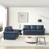 Streamdale Furniture Streamdale Living Room Sofa With Storage Sofa 2+3 Sectional Navy Blue Faux Leather