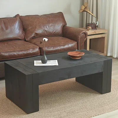 Streamdale Furniture Streamdale Living Room Wood Table, Versatile Table, Black Wood Coffee Table, Modern Black Solid Wood