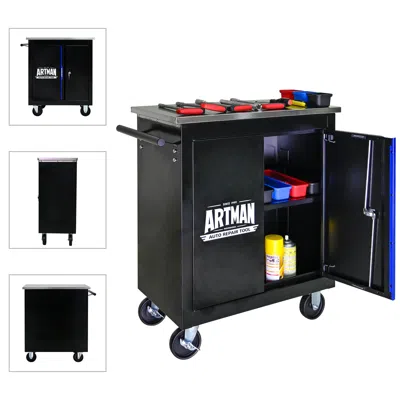 Streamdale Furniture Streamdale Lockable Double Door Tool Storage Cabinet - Black & Blue