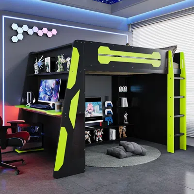 Streamdale Furniture Streamdale Loft Bed With Desk & Shelves