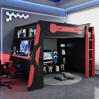 Streamdale Furniture Streamdale Loft Bed With Desk & Shelves
