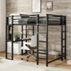 Streamdale Furniture Streamdale Loft Bed With Desk, Full Size Metal Loft Bed Frame, Black