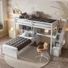 Streamdale Furniture Streamdale Loft Bed With Desk, Staircase, And Storage, White