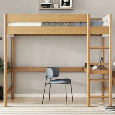 Streamdale Furniture Streamdale Loft Bed With Twin, Desk, Safety Rails, Fleece Headboard
