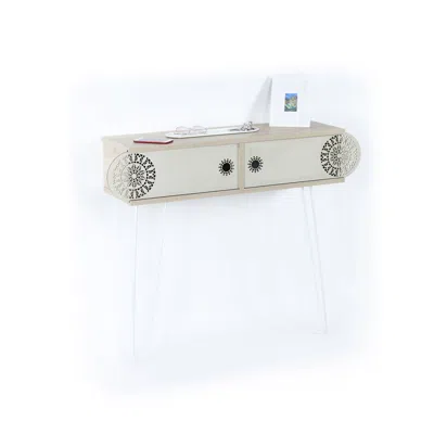 Streamdale Furniture Streamdale Lora Metal Legs 2 Tier Console Table In Neutral