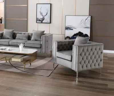 Streamdale Furniture Streamdale Loreto Velvet Chair In Gray