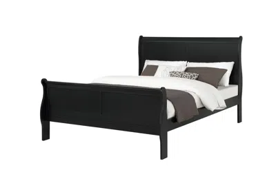Streamdale Furniture Streamdale Louis Philippe Finish Queen Size Panel Sleigh Bed Solid Wood Wooden