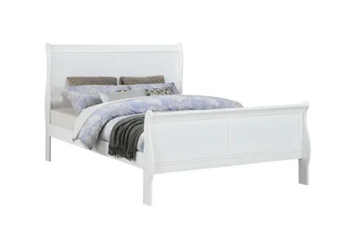 Streamdale Furniture Streamdale Louis Philippe White Full Size Panel Sleigh Bed Solid Wood Wooden