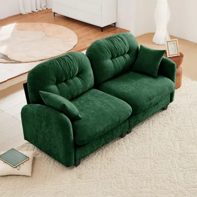 Streamdale Furniture Streamdale Loveseat Cloud Sectional Couch, Chenille Tufted Cushion, Ergonomic, Easy Install, Green