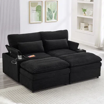 Streamdale Furniture Streamdale Loveseat Sofa 70.9" Sectional Convertible Sofa Bed W/storage, Ottomans, Usb & Cup Holders