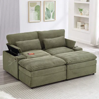 Streamdale Furniture Streamdale Loveseat Sofa 70.9" Sectional Convertible Sofa Bed W/storage, Ottomans, Usb & Cup Holders