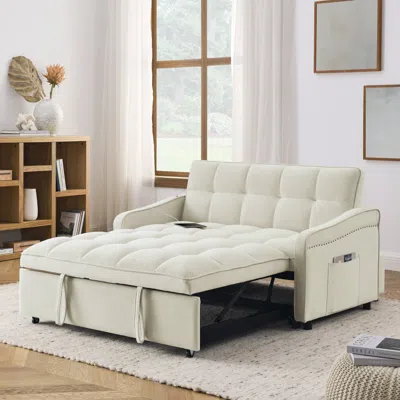 Streamdale Furniture Streamdale Loveseat Sofa Bed With Pull-out, Adjustable Back, Usb Charging