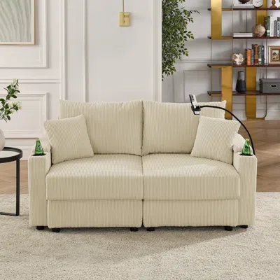 Streamdale Furniture Streamdale Loveseat Sofa With Storage & Charging Ports For Living Room