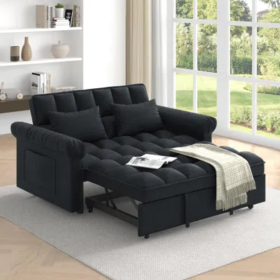 Streamdale Furniture Streamdale Loveseats Sofa Bed With Pull-out Bed, Adjsutable Back-black