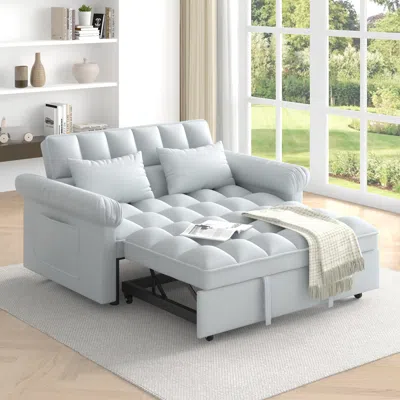 Streamdale Furniture Streamdale Loveseats Sofa Bed With Pull-out Bed, Adjsutable Back-light Grey