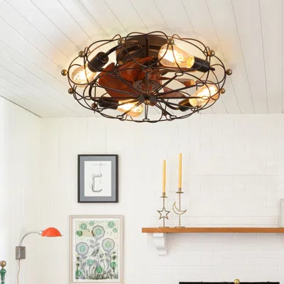Streamdale Furniture Streamdale Low Profile Caged Ceiling Fan With Lights Remote Control