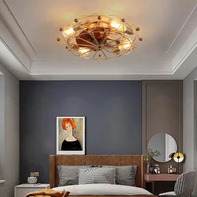 Streamdale Furniture Streamdale Low Profile Caged Ceiling Fan With Lights Remote Control
