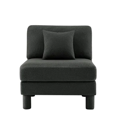 Streamdale Furniture Streamdale Lucas Armless Sofa W/pillow Polyester -dark Grey In Black