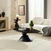 Streamdale Furniture Streamdale Lucky Stone Oval Coffee Table, Modern Minimalist Fiberglass Center Table, Black