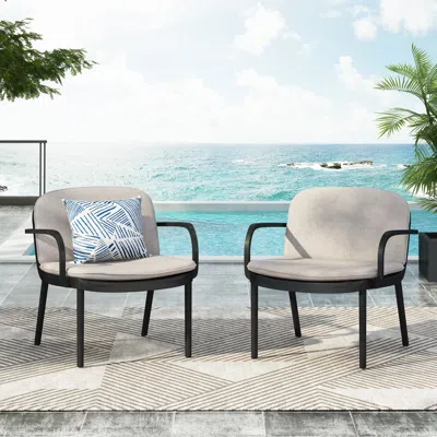 Streamdale Furniture Streamdale Luna Outdoor Pp Club Chair, Frame With Cushion, Set Of 2