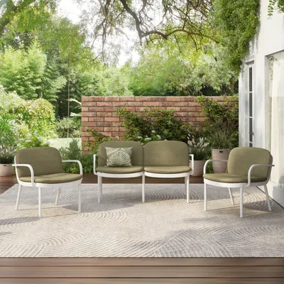 Streamdale Furniture Streamdale Luna White/green 3-piece Patio Chat Set
